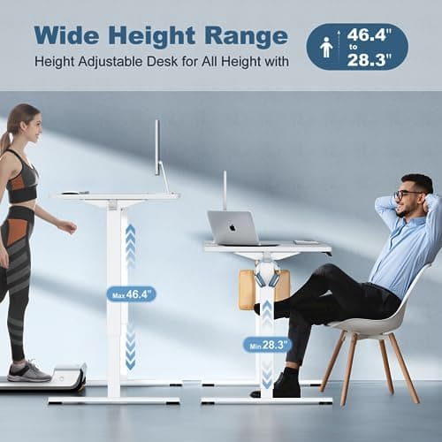 DUMOS Standing Desk with Drawer, Electric Desk Adjustable Height with Storage, 55 x 24 Inches Ergonomic Adjustable Desk with Memory Preset, Computer Desk Stand Up Desk Suitable for Home Office, White 6
