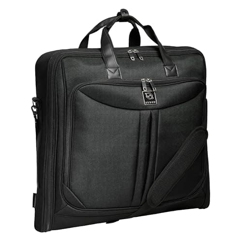 ZEGUR Premium Suit Garment Bag Carry On - Hangs 4 Suits - Travel & Business with Shoulder Strap and Laptop Compartment