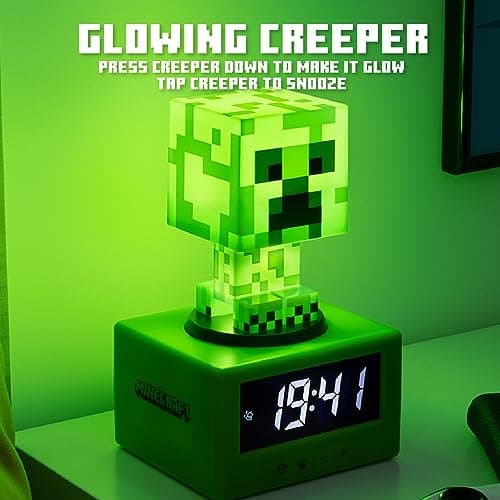 Paladone Minecraft Offical Licensed Creeper Icon Alarm Clock and Night Light for Kids and Tweens, Gaming Room Accessory - Minecraft Gamer Enthusiast Novelty Gift 5