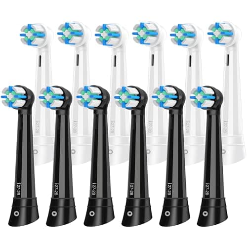 MOFELE 12Pack Toothbrush Replacement Heads Compatible with Oral b iO Series Electric ToothBrush,brush Heads for iO3/4/5/6/7/8/9/10,WhiteBlack