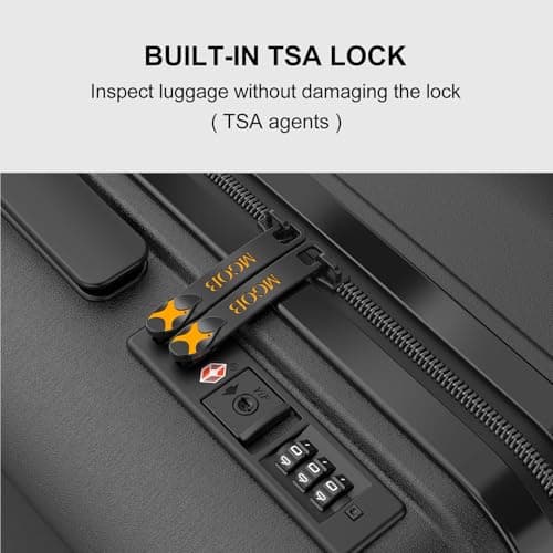 MGOB Carry-On Luggage 22" x 14" x 9" Airline Approved 20" Spinner Wheels Travel Suitcase with TSA Lock Hardside Luggage (Black) 7
