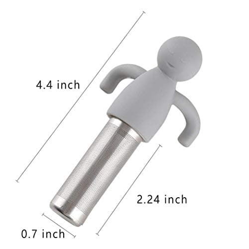 Leden Tea Infuser for Loose Leaf Tea Cute Tea Strainer Ball Stainless Steel Extra Fine Mesh Tea Steeper Filter for Cup Mug Silicone Handle Grey 7