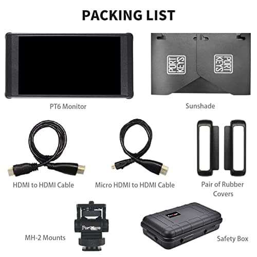 Portkeys PT6 Camera Field Monitor 5.2" 600nit Touchscreen Camera Monitor Vertical Shooting Stretch 3D LUT Output Wide Color Gamut New Peaking RGB Waveform for DSLR 8