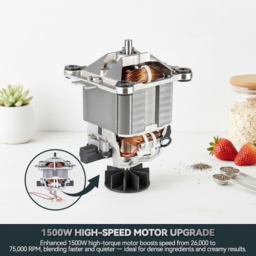 Glass Blenders for Kitchen – Stainless Steel Professional Blender for Smoothies 1500W Motor, Food Processor Combo 9 Adjustable Speeds, 14 Preset Programs, BPA-Free Glass Jar blender, Nut Milk, Soups 8