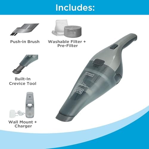 BLACK+DECKER dustbuster Handheld Vacuum, 8V Cordless, Hand Vacuum for Quick Cleanup with Crevice Tool and Washable Filter (HNVC220BCZ01) 7