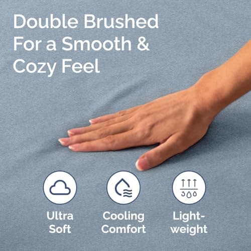 Full Fitted Bed Sheet - Bottom Single Fitted Sheet Only - Ultra-Soft Hotel Luxury Bedding w/ 8-16 Inch Deep Pockets - Breathable & Wrinkle Free - Easy-Care, Fade & Shrink Resistant - Heathered Blue 5