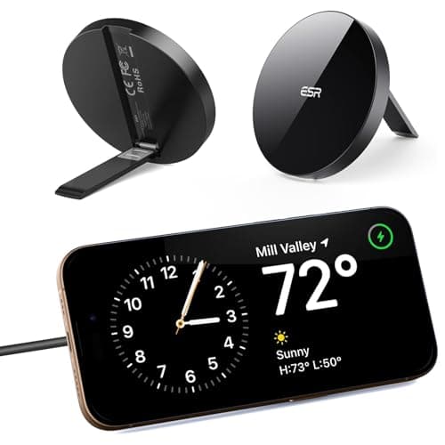 ESR for Magsafe Charger with Kickstand, iPhone Wireless Charger, Charging Pad for iPhone 16/15/14/13/12, AirPods 4/3/Pro/Pro 2, Galaxy S25 Strong Magnetic Charger Pad with 5 ft Removable Cable,Black