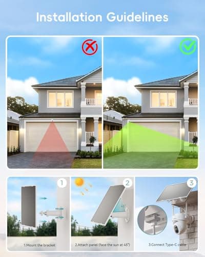 ZUMIMALL 24/7 Recording Solar Security Cameras Wireless Outdoor, 9W Solar Panel, AOV Cameras for Home Security, 360° Auto Tracking, 2K Color Night Vision, 2.4GHz WiFi, 512G Local Storage(Not Include) 8