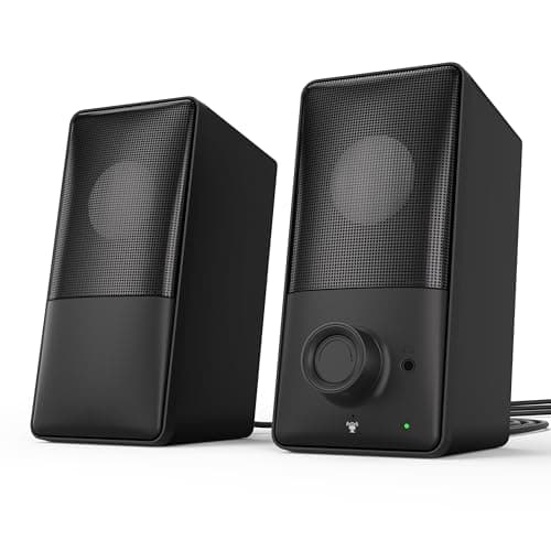kstime Computer Speakers with Bluetooth 5.4, 14W Bass Reflex Stereo PC Speakers with 15° Tilted Design, USB Powered & AUX Inputs, Built-in Mic & Headphone Jack for Desktop, Laptop, and Phones