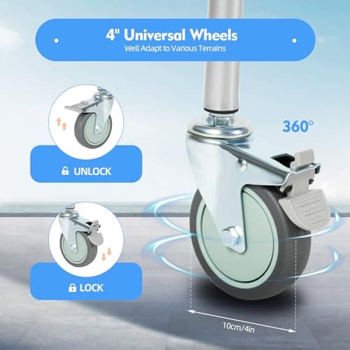 350lb Shower and Commode Chair, Elderly Wheelchair with Locking 360° Wheels & Removable Potty/Footrests, Portable Toilet Bath Chair for Adults, Disabled 7