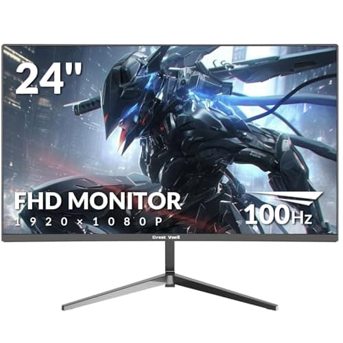 Great voell 24 Inch Curved Monitor, Full HD 1080P, 100Hz Refresh Rate, 120% sRGB, 3-Side Ultra-Slim Bezel, Blue Light Filter, HDMI VGA Inputs, for Home Office Dorm – Black