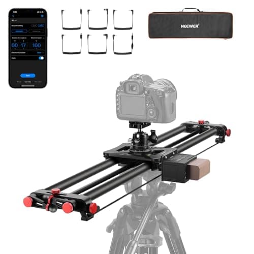 NEEWER 31.5"/80cm Motorized Camera Slider, DSLR Carbon Fiber Dolly Rail Slider with App Control, 4400mAh F750 Battery for Time Lapse Photography, Supports Video Mode, NOT Include Charger, ER1