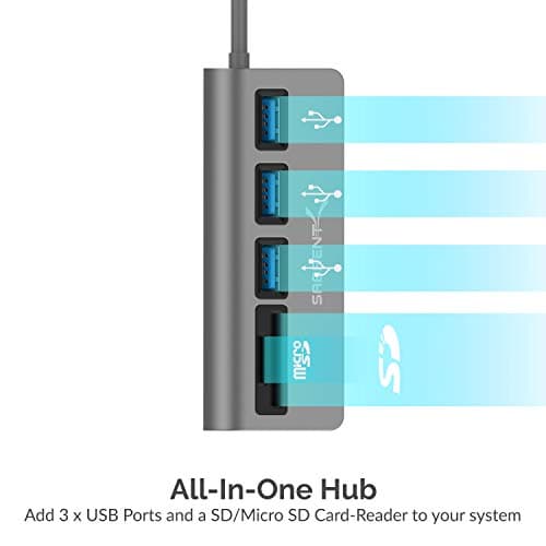 SABRENT USB-C 3.0 Hub, 5-in-1 USB SD Card Reader, SD & TF Dual Slot + 3 USB 3.0 Hub Portable Compatible with MacBook, Mac Pro/Mini, iMac, XPS, Surface Pro, Windows, Thunderbolt (HB-U3CR) 6
