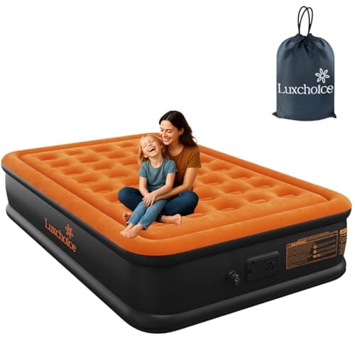 Luxchioce Air Mattress with Built in Pump Luxury Queen Inflatable Airbed Quick Inflation Deflation Blow up Mattress for Guests Home Camping Outdoors Travel