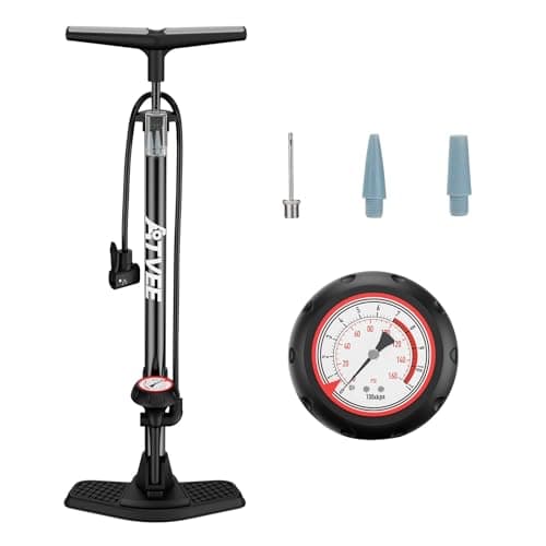 Bike Pump, 25” Height Full Size Bicycle Pump with 160 PSI High Pressure, Bike tire Pump with Presta and Schrader Valve, Bike Air Pump for Bike Tires, Balls and Swimming Ring,Bike Pumps with Psi Gauge