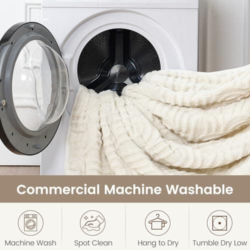 Sherpa Fleece Adult Weighted Blanket Great for Sleep, 15 lbs Dual Sided Soft Fuzzy Heavy Blankets for Couch Bed Sofa, Cozy Warm Arched Jacquard Throw for Winter (Cream White, 48" x 72", 15 Pounds) 7