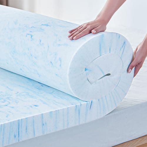 LINSY LIVING Memory Foam Mattress Topper California King, Cooling Gel Mattress Topper 2 inch Foam Mattress Toppers Cal King Size, Soft Mattress Pad for Bed, Sleeper Sofa, Dorm, CertiPUR-US Certified
