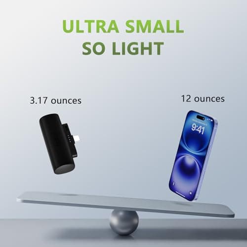 Miady 2-Pack 5000mAh Mini Portable Charger with Built-in Type C Connector, 5V 2.4A USB-C Output Fast Charging Small Power Bank, Compact Battery Pack Compatible with iPhone 17/16/15 Galaxy S24/S22 iPad 5