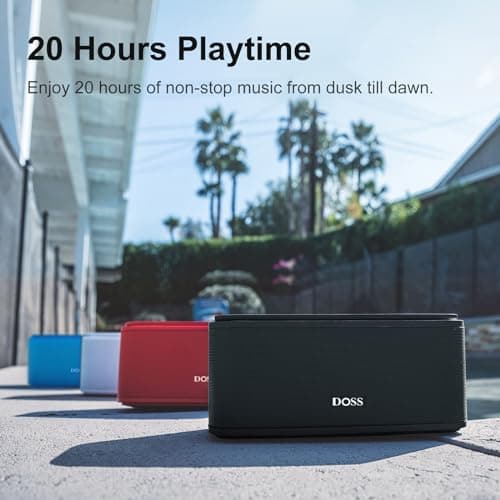 DOSS SoundBox Touch Wireless Bluetooth Speaker-12W HD Sound with Rich Bass, IPX5 Waterproof, 20H Playtime, Handsfree, for Gatherings, Home, Office, Outdoor, Travel-Black 7