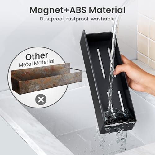 Mystozer Magnetic Spice Rack for Refrigerator, Kitchen Organizer and Storage Shelf, Black (4 Pack)… 4