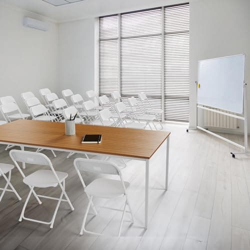 VINGLI 10 Pack White Plastic Folding Chair, Indoor Outdoor Portable Stackable Commercial Seat with Steel Frame 350lb. Capacity for Events Office Wedding Party Picnic Kitchen Dining 8