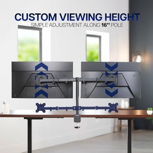 VIVO Dual Monitor Desk Mount, Heavy Duty Fully Adjustable Stand, Fits 2 LCD LED Screens up to 32 inches and 22 lbs Each, Black, STAND-V032 5