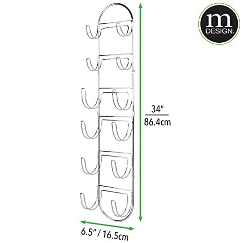 mDesign Steel Wall Mount Towel Rack with 6 Compartments - Towel Holder and Towel Storage Shelf Organizer for Bathroom, Powder Room - Chrome 4