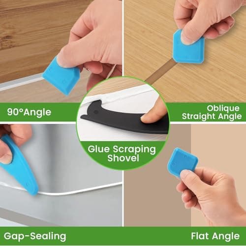 Professional Caulk Gun Kit with Caulk Remover & Silicone Sealant - 5 in 1 Caulking Tool Set for Caulking Removal, Includes Caulking Gun Tool, Silicone Scraper 5