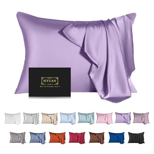 Mulberry Silk Pillowcase for Hair and Skin,Standard Size Cooling Silk Pillow Case with Hidden Zipper,Allergen Proof Dual Sides Soft Breathable Smooth Silk Pillow Cover for Women(Standard,Violet)