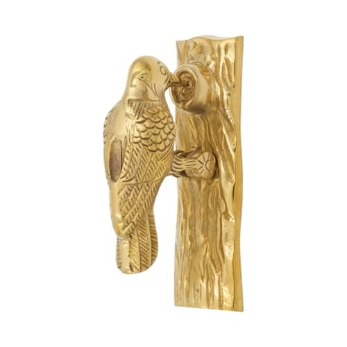 Wood Pecker Door Knocker in Solid Brass (Brass) 2