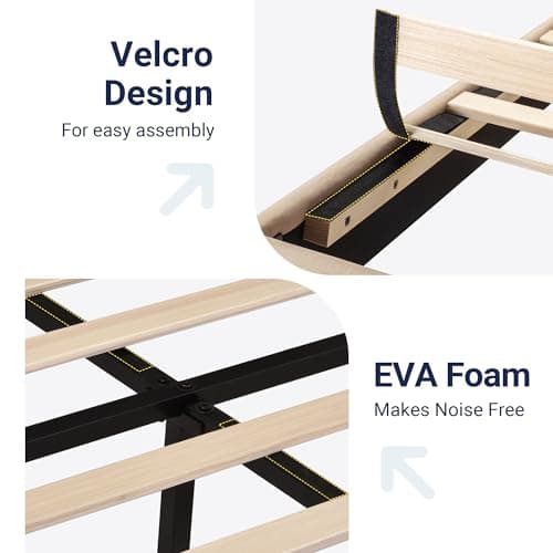 Allewie King Size Platform Bed Frame with Fabric Upholstered Headboard and Wooden Slats Support, Fully Upholstered Mattress Foundation/No Box Spring Needed/Easy Assembly, Beige 5