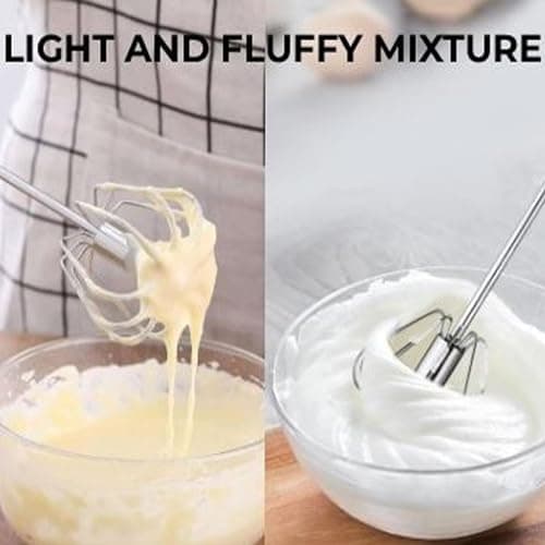 Import Unk 1 Stainless Steel Whizzy Whisk, Semi Automatic Whisk Egg Whisks Mixer for Stirring, Blending, Whisking, & Beating Blender, Hand Push Mixer (10 inches) 6
