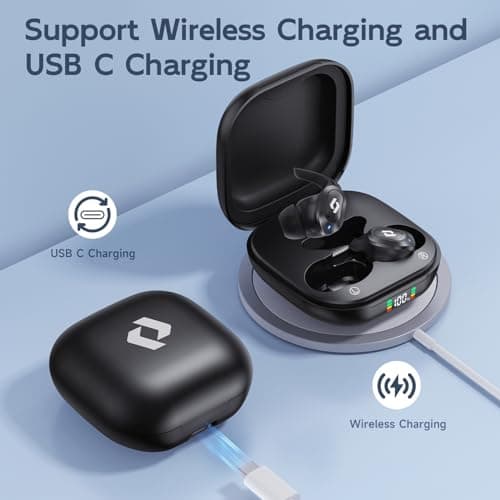 Wireless Ear buds Bluetooth Earbuds Wireless Charging Case Waterproof Headphones Built in Microphone Stereo Bass 64H Playback LED Power Display for iPhone Android Phones Computer Sports Gaming Workout 4