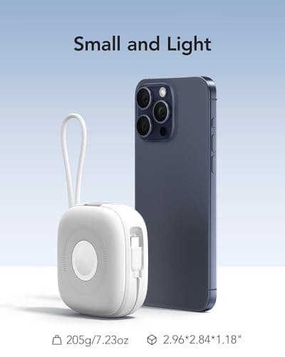 charmast 10000mAh Magnetic Portable Charger, 20W Wireless Power Bank Fast Charging, Travel Battery Pack with Built-in Cables for Apple Watch Ultra/11/10/9/8/7/6/SE and iPhone 17/16/15/14/13/12 9