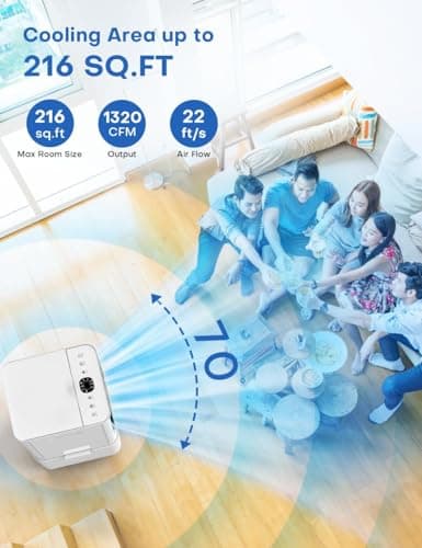 COOLECH Portable Air Conditioners w/Remote, 4 Modes & 3 Speeds, Waterless Alert System & 2.4-Gal Tank for 20H Cooling, 12H Timer for Auto Off, 3-IN-1 Evaporative Air Cooler for Room Bedroom Office 7