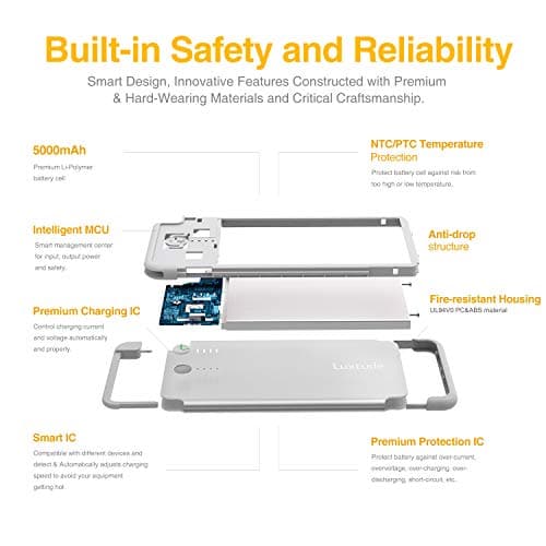 Luxtude Portable Charger iPhone Built in Lightning Cable (MFi Apple Certified), Ultra Slim Portable Phone Charger Thin Battery Pack, 5000mAh Power Bank for iPhone 14/13/12/11/10 etc. (Metal Silver) 8