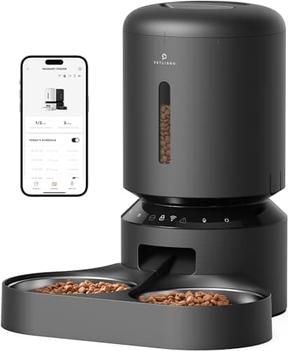 PETLIBRO Automatic Cat Feeder, WiFi Connected, Adjustable Meal Splitter, Fresh Food Storage, Multiple Pet Use, Stainless Steel