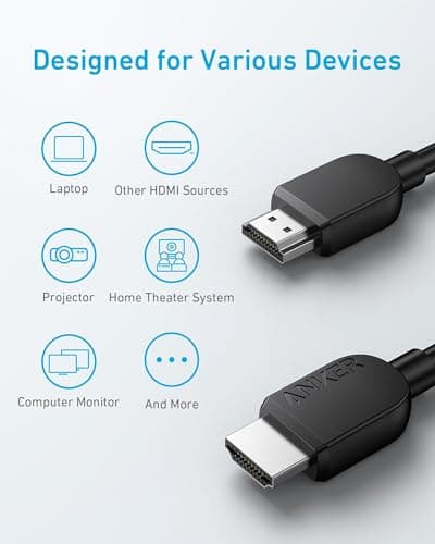 Anker HDMI Cable 8K@60Hz, Ultra HD 4K@120Hz HDMI Cord,48 Gbps Certified Ultra High-Speed,Compatible with PlayStation 5,Xbox,Samsung TVs,and More (6FT) 6