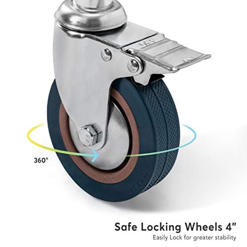 OasisSpace Rolling Shower Chair 400 lb, Rolling Commode Transport Chair with Wheels and Padded Seat for Handicap, Elderly, Injured and Disabled 6