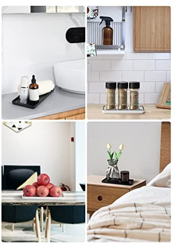 Nucookery 6" Small Rectangular Vanity Sink Tray for Bathroom,Ceramic Kitchen Soap Tray,Comestic Holder Bathtub Organizer (6", Set/1) 7