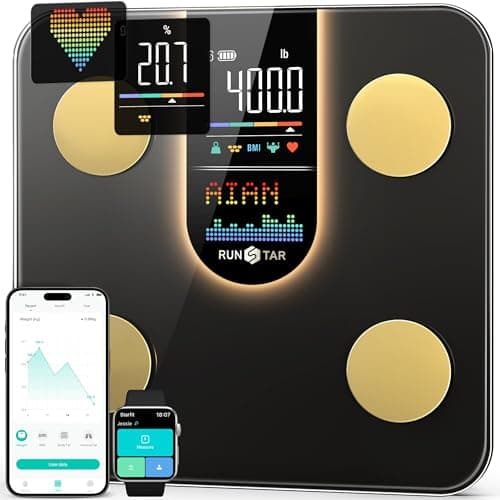 RunStar Scale for Body Weight, Smart Scale with 8-in-1 VA Display, High Precision Bathroom Digital Scale for Body Weight Heart Rate BMI Body Fat 22 Body Composition Sync APP, FSA&HSA Eligible