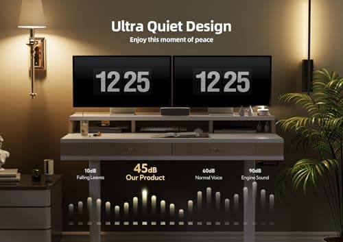 Claiks Standing Desk with Drawers, Electric Adjustable Standing Desk Adjustable Height, Sit Stand Up Desks with Storage Shelves & Wheels, 48 Inch White 8