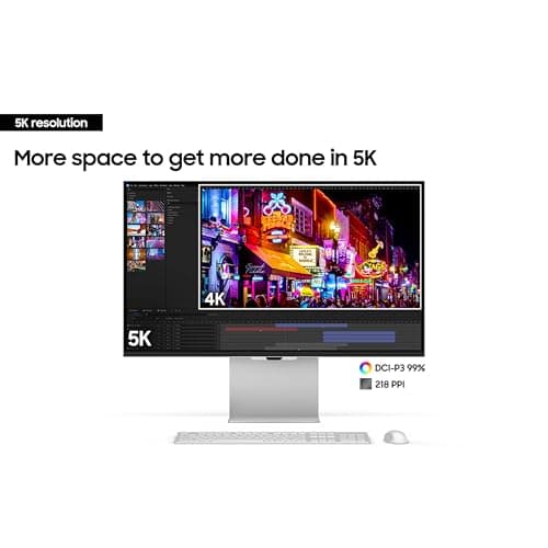 Samsung 27" ViewFinity S9 Series 5K Computer Monitor, Thunderbolt 4, DisplayPort, Matte Display, 4K Slimfit-Camera, Slim Metal Design, AirPlay, Smart-TV Apps, Gaming Hub, LS27C900PANXZA 6