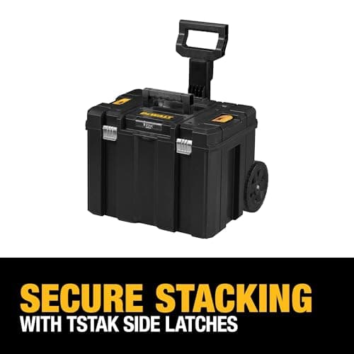 DEWALT Tool Box with Wheels Modular, Large Rolling Tool Box With Telescopic Handle, Portable Carrier Deep Stackable TSTAK Storage (DWST17820) 7