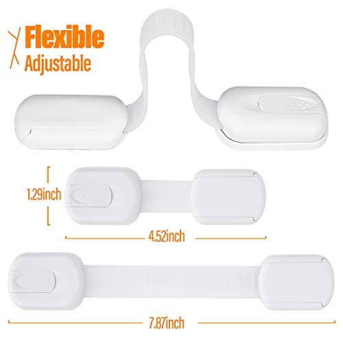 Goodv Child Safety Cabinet Locks - (10 Pack) Baby Proofing Latches to Drawer Door Fridge Oven Toilet Seat Kitchen Cupboard Appliance Trash Can with 3M Adhesive - Adjustable Strap No Drill No Tool 5
