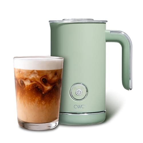 COOK WITH COLOR 4-in-1 Electric Milk Steamer and Frother - 2-Minute Heating and Frothing, Hot and Cold Foam Maker for Coffee, Latte, Cappuccino, Macchiato, Milk Warmer, Auto Shut Off, Sage