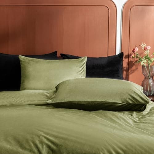2 Pack Zippered Velvet Standard Pillowcases, Super Soft and Cozy Luxury Fuzzy Flannel Pillow Cases with Zipper, 20x26 Inches, Army Green 7