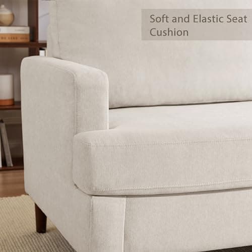 Weture 69”W Loveseat Sofa, Mid Century Modern Couches for Living Room, Small Couch Linen Fabric for Bedroom, 2 Seat Love Seat Sofa with Solid Wood Legs, Beige 5