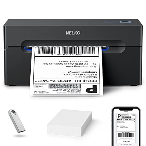 Nelko Bluetooth Thermal Shipping Label Printer, Wireless 4x6 Shipping Label Printer for Small Business, Support Android, iPhone and Windows, Widely Used for Amazon, Ebay, Shopify, Etsy, USPS