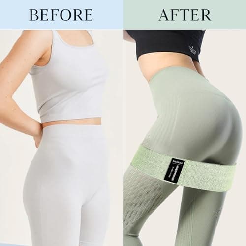 HIMESPORNER Wide Fabric Resistance Bands for Working Out, 3 Level Non-Slip Exercise Booty Bands for Women & Men Leg and Glutes with Hair Ties and Tape Measure - for Home Gym Workout, Yoga, Pilates 6